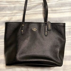 Black Coach Leather Tote